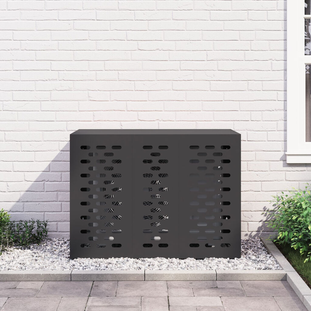 vidaXL Κάλυμμα Κλιματιστικού Μαύρο 110x50x80 εκ Ατσάλι
