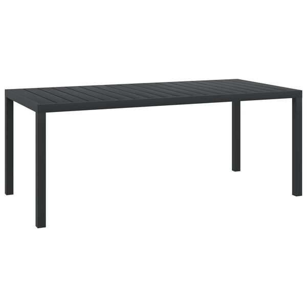vidaXL Τραπέζι Κήπου Μαύρο 185 x 90 x 74 εκ. από Αλουμίνιο / WPC