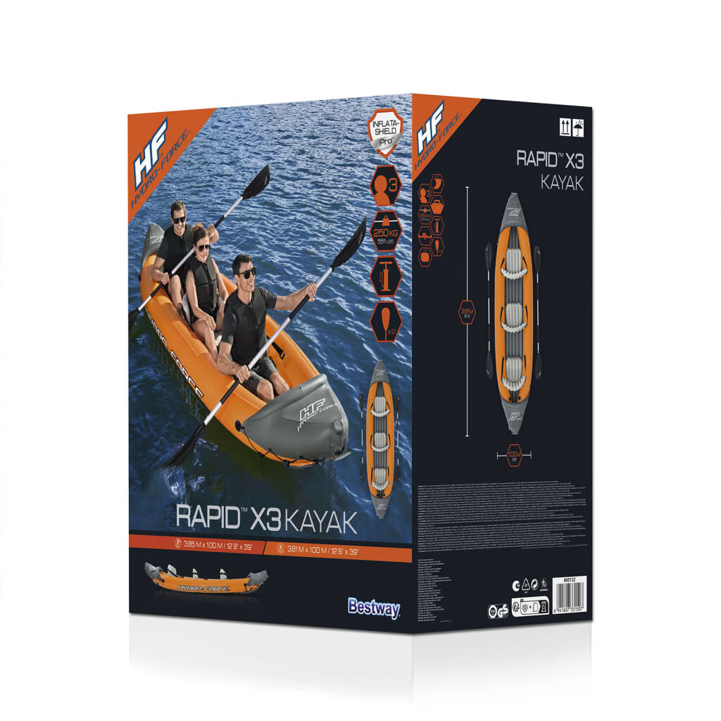 Bestway Hydro-Force Καγιάκ Φουσκωτό Σετ Rapid x3
