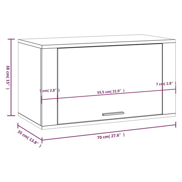 vidaXL Παπουτσοθήκη Επιτοίχια Γκρι Σκυρ. 70x35x38 εκ. Επεξεργ. Ξύλο