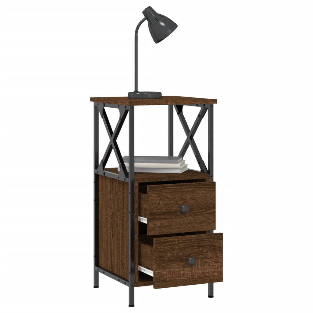 vidaXL Κομοδίνα 2 Τεμ. Καφέ Δρυς 34x35,5x70 εκ. Επεξεργασμένο Ξύλο