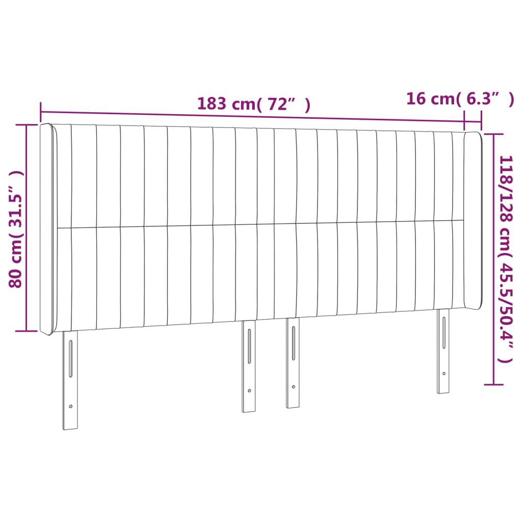 vidaXL Κεφαλάρι Κρεβατιού LED Ανοιχτό Γκρι 183x16x118/128 εκ.