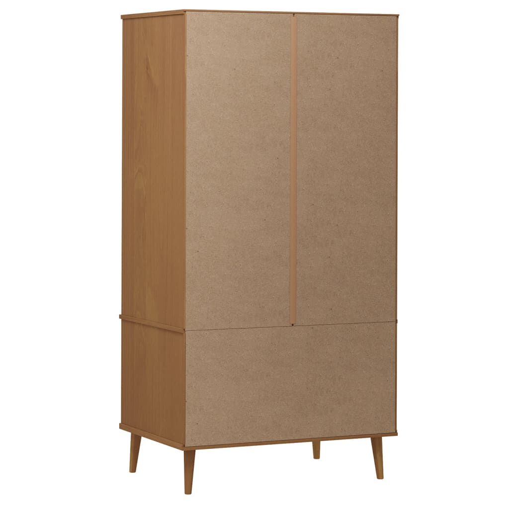 vidaXL Ντουλάπα MOLDE Καφέ 90 x 55 x 175 εκ. από Μασίφ Ξύλο Πεύκου