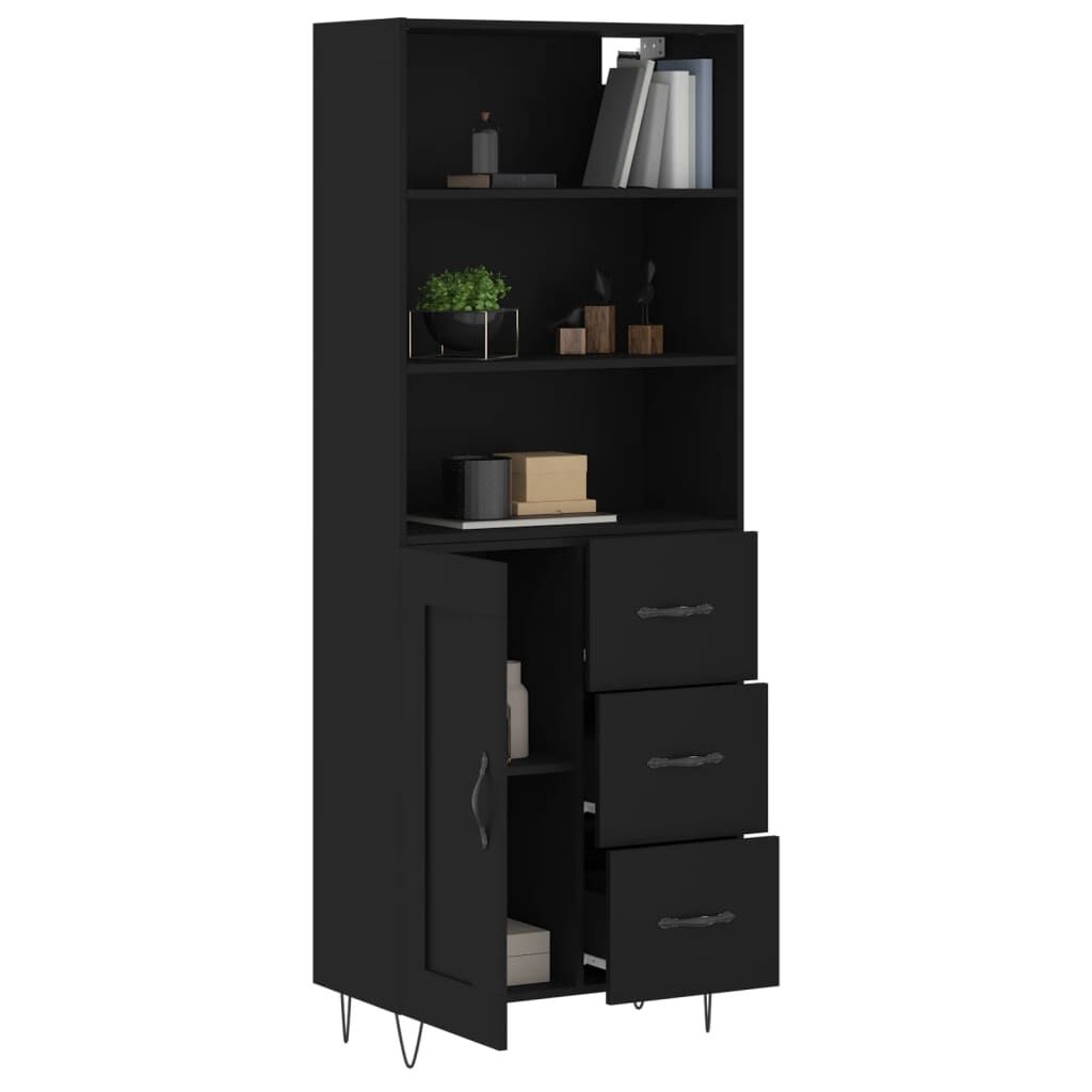 vidaXL Ντουλάπι Μαύρο 69,5x34x180 εκ. από Επεξεργασμένο Ξύλο