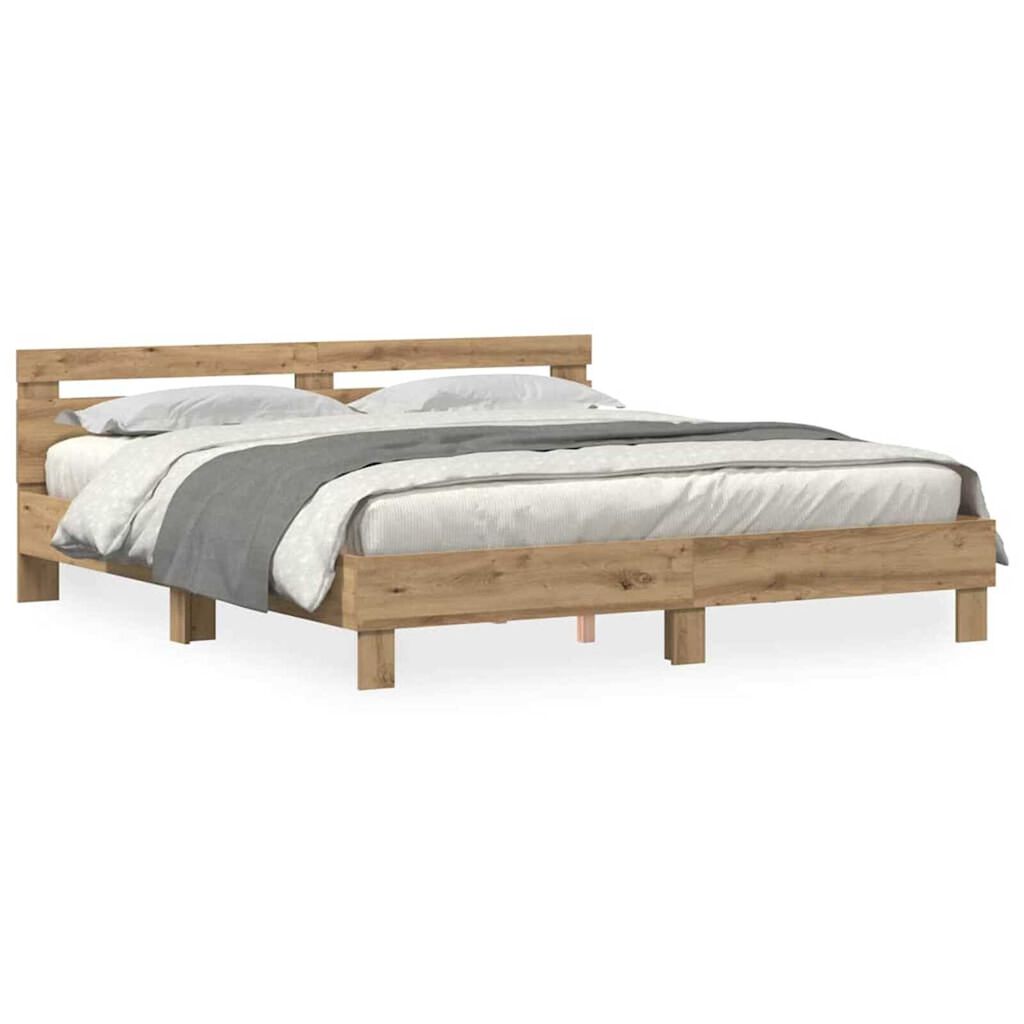 vidaXL Σκελετός Κρεβατιού artisan δρυς 200 x 200 cm Επεξεργασμένο ξύλο
