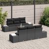 vidaXL Σετ Καναπέ Κήπου με μαξιλάρι 7 pcs Μαύρο Πολυ ράταν