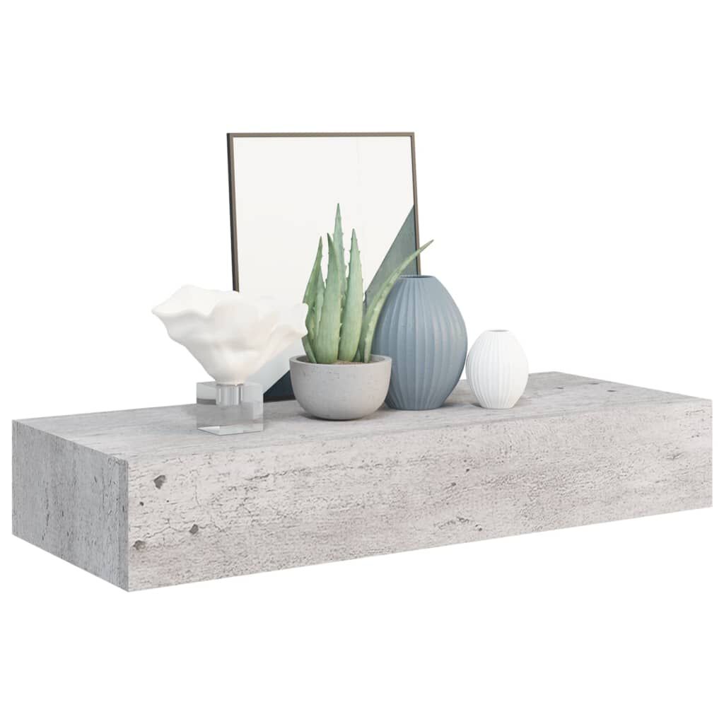 vidaXL Ράφι Επιτοίχιο με Συρτάρι Γκρι Σκυρ. 60 x 23,5 x 10 εκ. από MDF