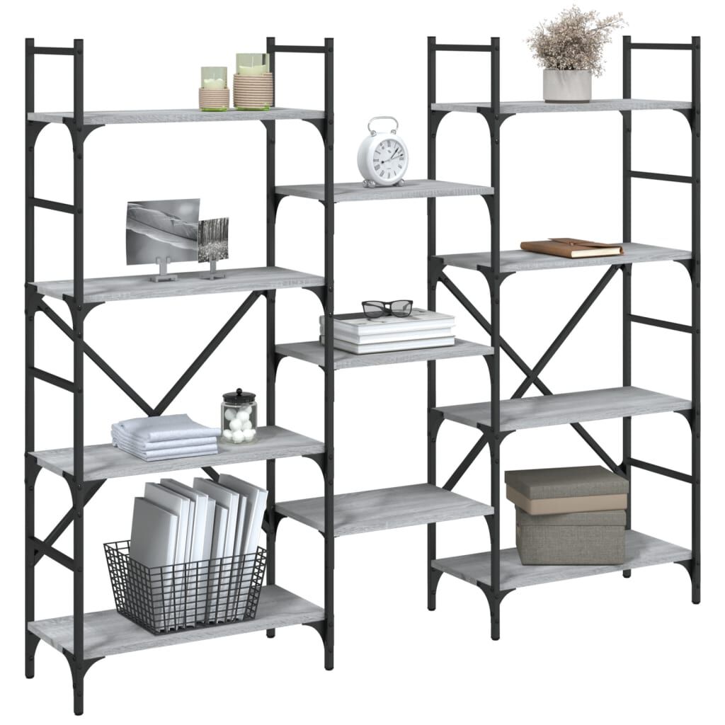 vidaXL Βιβλιοθήκη Γκρι Sonoma 160x28,5x136,5 εκ. Επεξεργασμένο Ξύλο