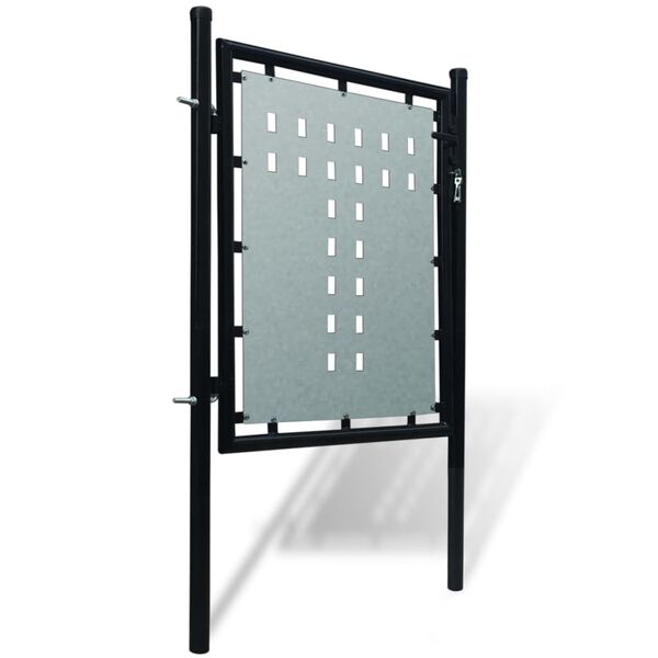 vidaXL Πόρτα Περίφραξης Μονή Μαύρη 100 x 125 εκ.