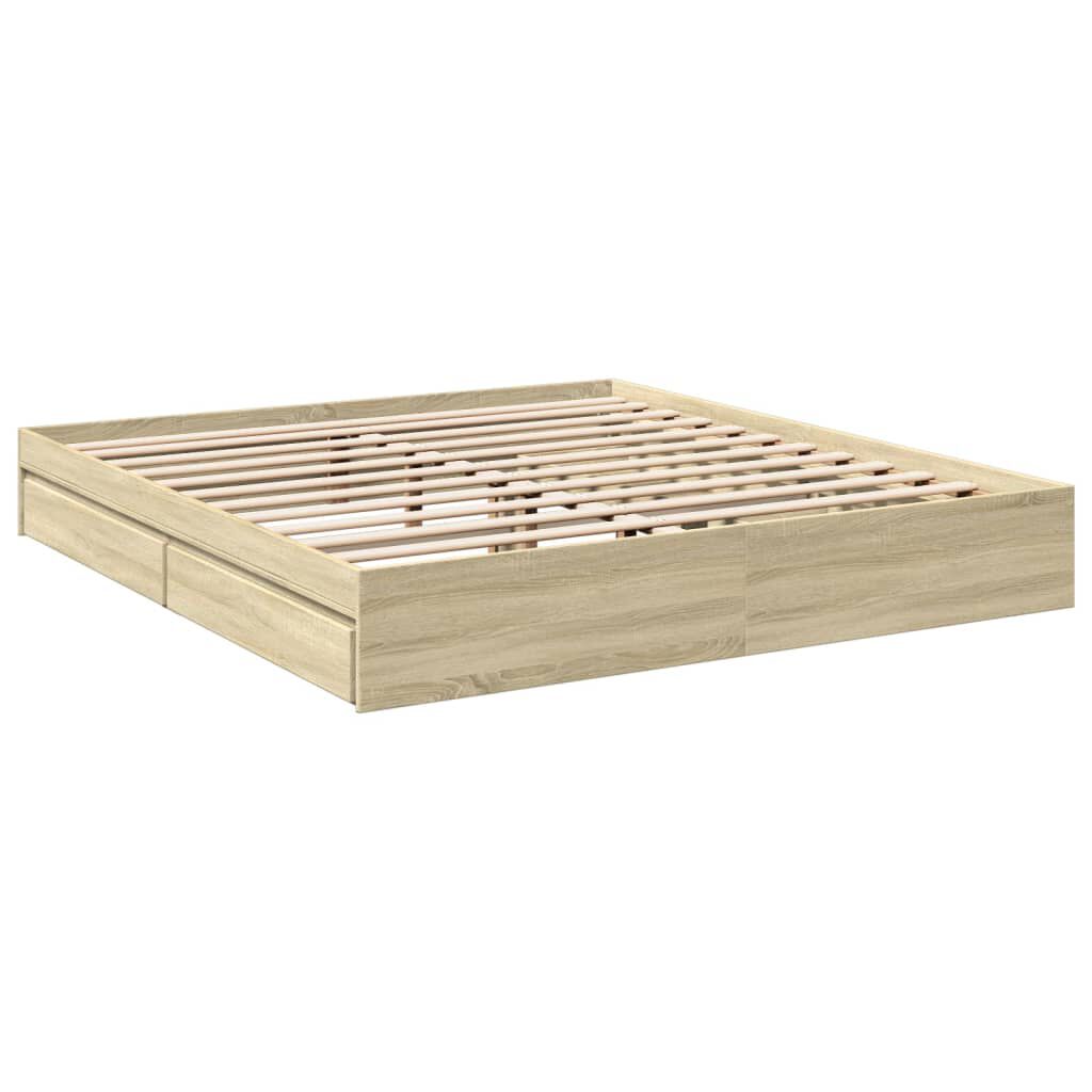 vidaXL Πλαίσιο Κρεβατιού με συρτάρια Sonoma Δρυς 180x200εκ. Επεξ. Ξύλο