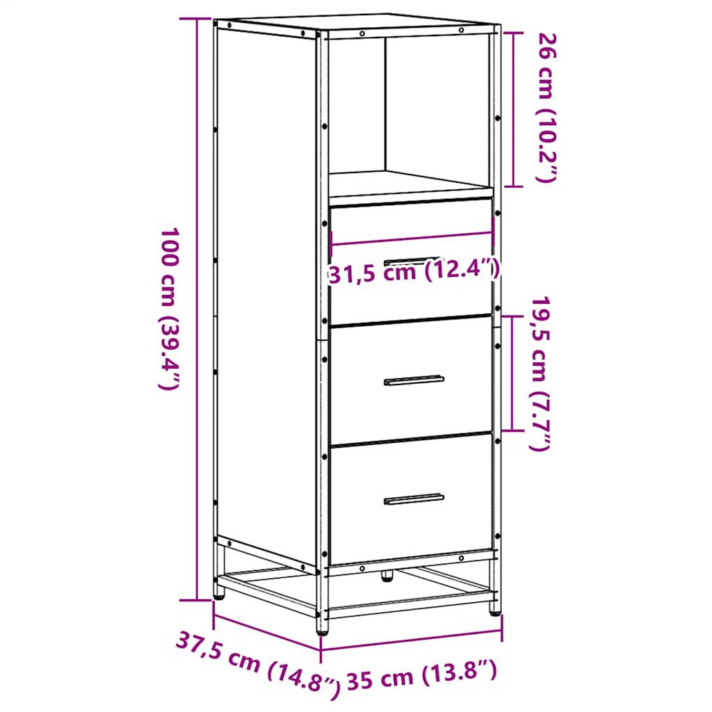 vidaXL Ντουλάπι μπάνιου Μαύρο 35x37,5x100 cm Ξύλινη κατασκευή