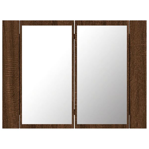 vidaXL Έπιπλο Καθρέφτη με LED Καφέ Δρυς 60x12x45 εκ. από Επεξ. Ξύλο