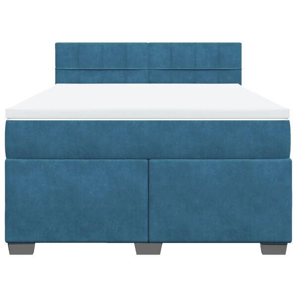 vidaXL Κρεβάτι Boxspring με Στρώμα Μπλε 140x190 εκ. Βελούδινο