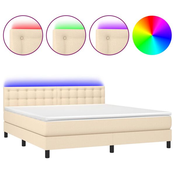 vidaXL &Kappa;&rho;&epsilon;&beta;ά&tau;&iota; Boxspring &mu;&epsilon; &Sigma;&tau;&rho;ώ&mu;&alpha; & LED &Kappa;&rho;&epsilon;&mu; 160x200 &epsilon;&kappa;. &Upsilon;&phi;&alpha;&sigma;&mu;ά&tau;&iota;&nu;&omicron;