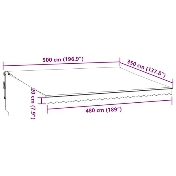 vidaXL Τέντα Πτυσσόμενη Αυτόματη με LED Καφέ 500x350 εκ.