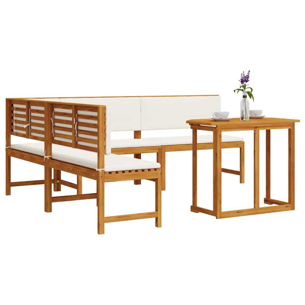 vidaXL Σετ Παγκάκι Κήπου 4 pcs Καφέ Μασίφ ξύλο ακακίας