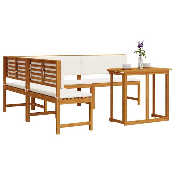 vidaXL Σετ Παγκάκι Κήπου 4 pcs Καφέ Μασίφ ξύλο ακακίας
