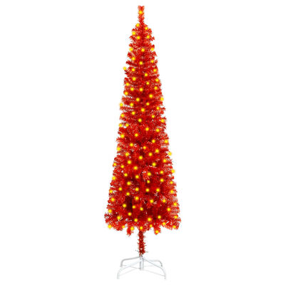 vidaXL Χριστουγεν Δέντρο Προφωτισμένο Slim Κόκκινο 150εκ