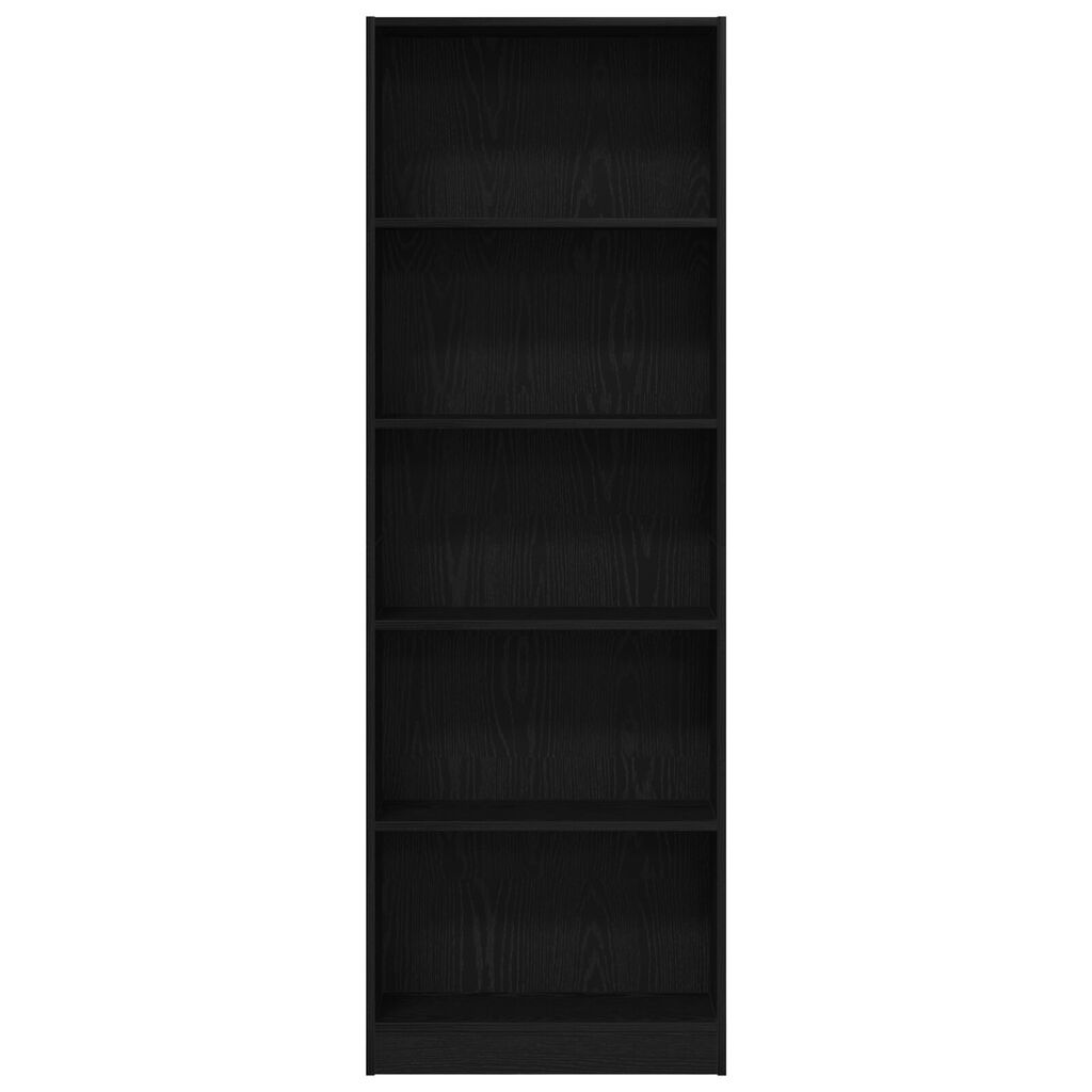vidaXL Μαύρη Δρύινη Βιβλιοθήκη - 60x24x176 εκ