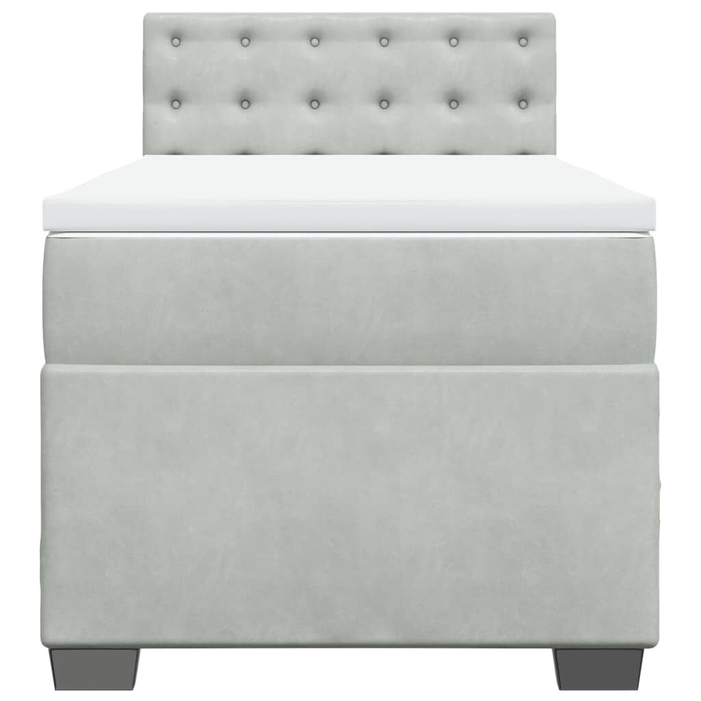 vidaXL Κρεβάτι Boxspring με Στρώμα Ανοιχτό Γκρι 80x200 εκ. Βελούδινο