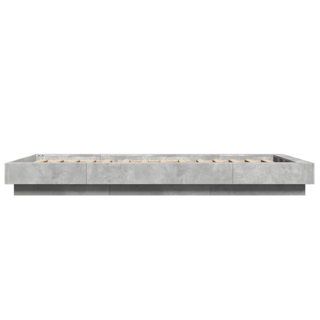 vidaXL Πλαίσιο Κρεβατιού με LED Γκρι Σκυρ. 75x190 εκ. Επεξεργ. Ξύλο