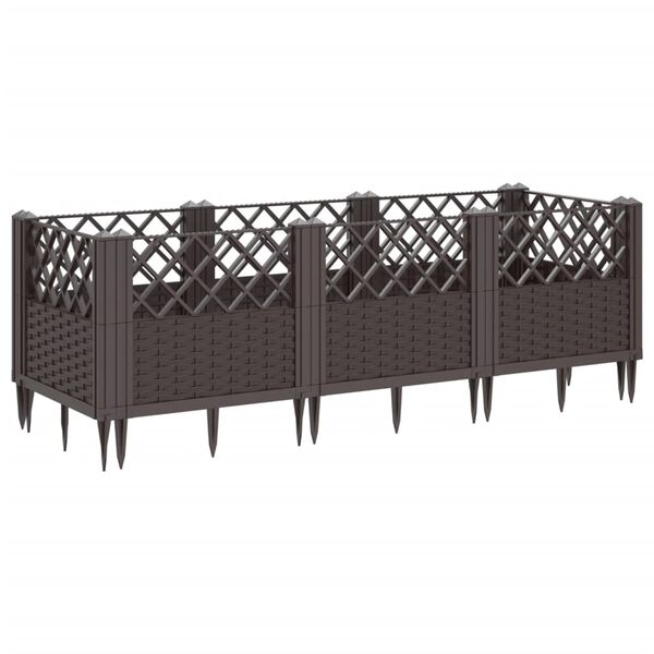vidaXL Ζαρντινιέρα με Πασσάλους Καφέ 123,5x43,5x43,5εκ. Πολυπροπυλένιο