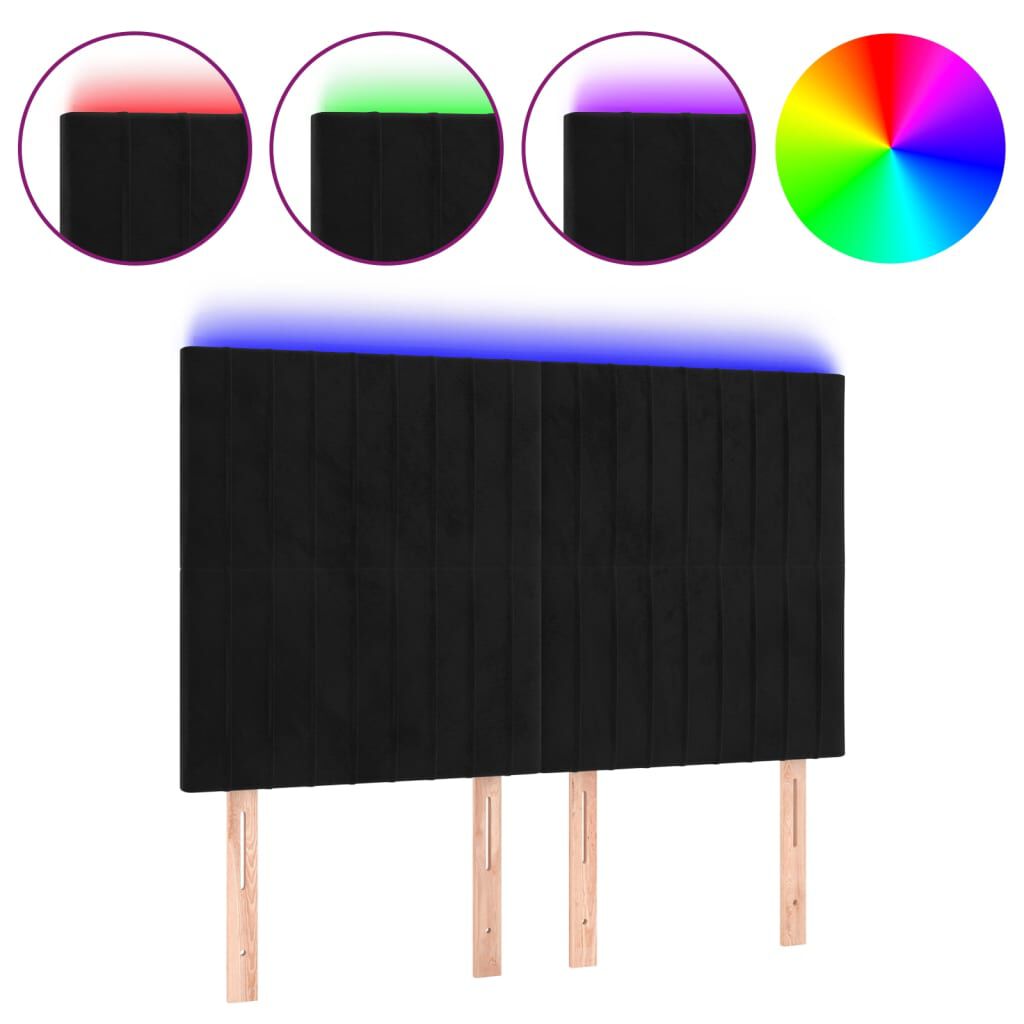 vidaXL Κεφαλάρι Κρεβατιού LED Μαύρο 144x5x118/128 εκ. Βελούδινο