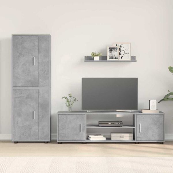 vidaXL Σετ 4 τεμαχίων για ντουλάπα τηλεόρασης 4 pcs Γκρι σκυροδέματος