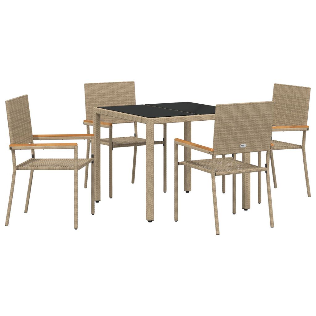 vidaXL Σέτ φαγητού για κήπο 5 pcs Μπεζ 90 x 90 x 75 cm συνθετικό ρατάν