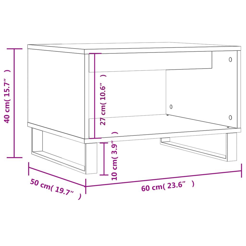 vidaXL Τραπεζάκι Σαλονιού Γκρι Σκυρ. 60x50x40 εκ. από Επεξεργ. Ξύλο