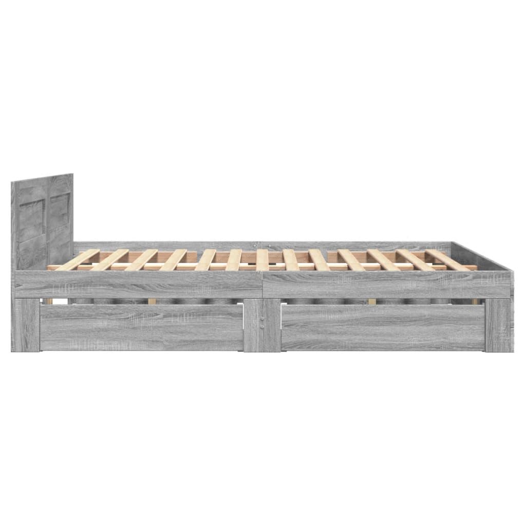 vidaXL Πλαίσιο Κρεβατιού με Κεφαλάρι Γκρι Sonoma 140x200εκ. Επεξ. Ξύλο