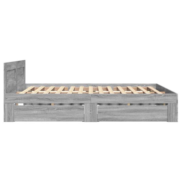 vidaXL Πλαίσιο Κρεβατιού με Κεφαλάρι Γκρι Sonoma 140x200εκ. Επεξ. Ξύλο