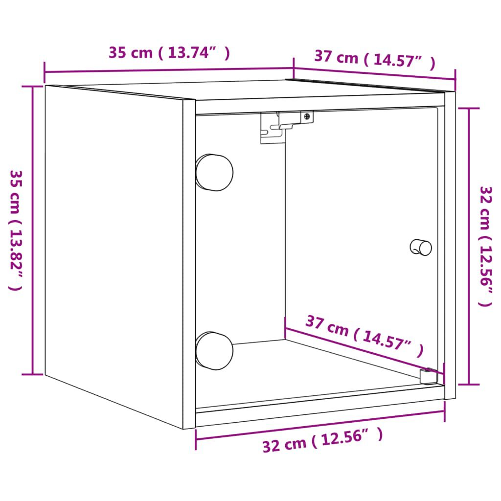 vidaXL Κομοδίνα 2 τεμ. Καφέ Δρυς 35x37x35 εκ. με Γυάλινες Πόρτες