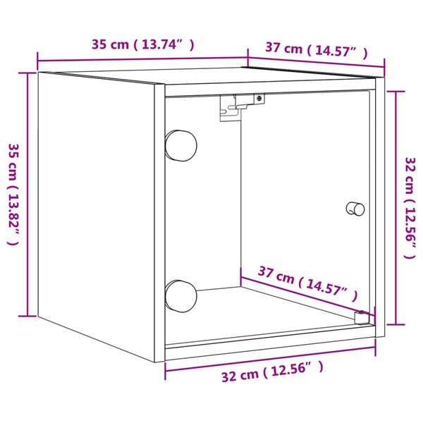 vidaXL Κομοδίνα 2 τεμ. Καφέ Δρυς 35x37x35 εκ. με Γυάλινες Πόρτες