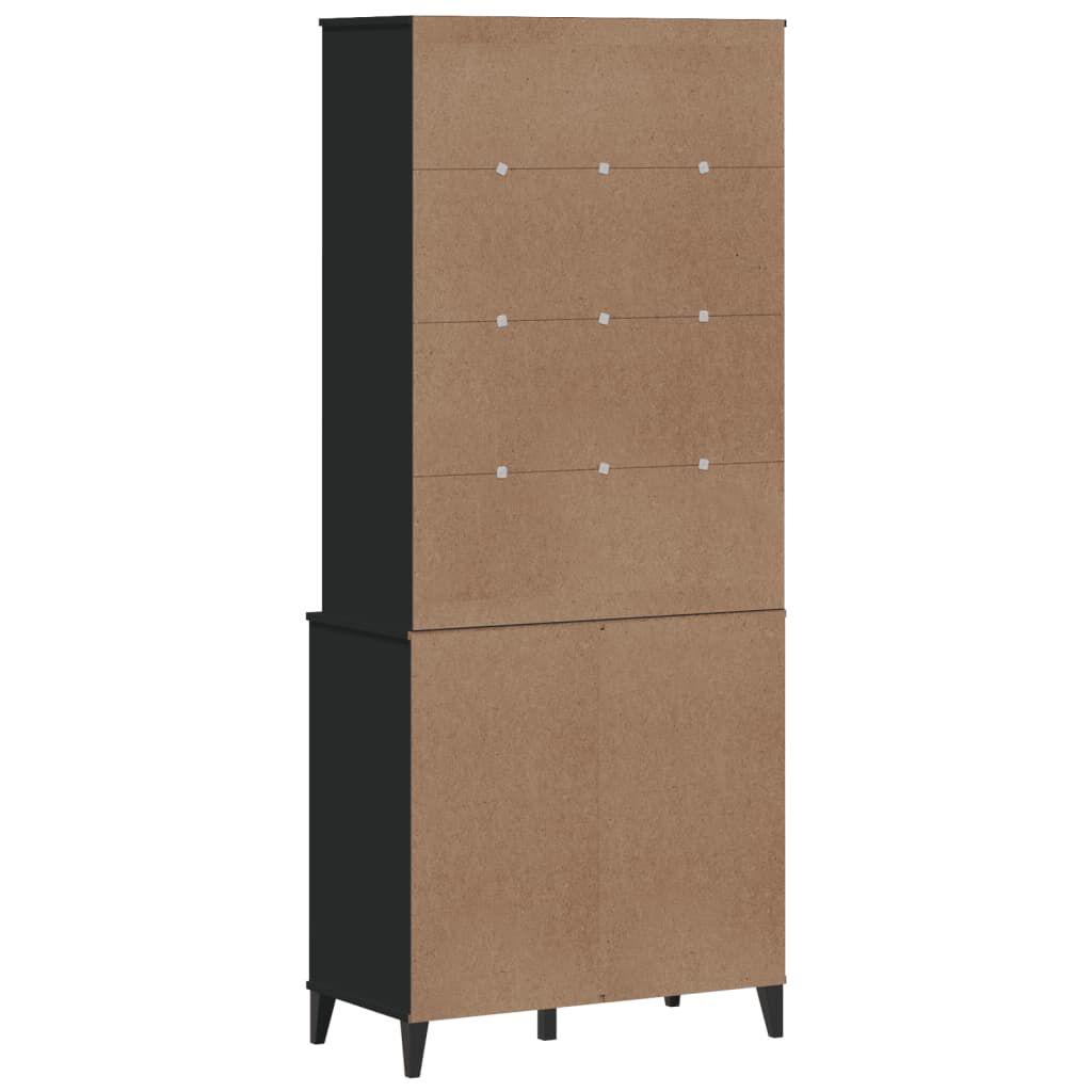 vidaXL Ντουλάπι Ψηλό VIKEN Μαύρος 80x40x190 εκ. από Μασίφ Ξύλο Πεύκου