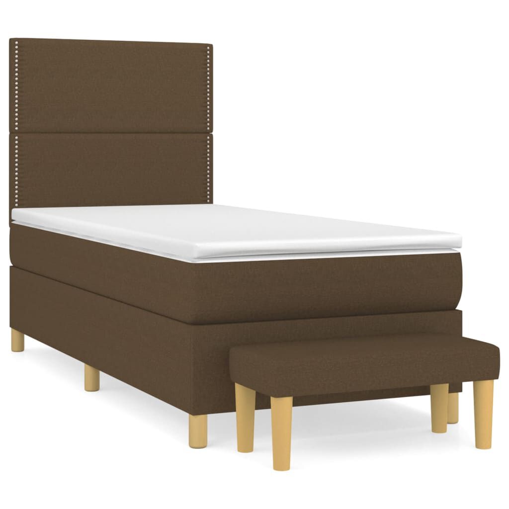 vidaXL Κρεβάτι Boxspring με Στρώμα Σκούρο Καφέ 80x200 εκ. Υφασμάτινο