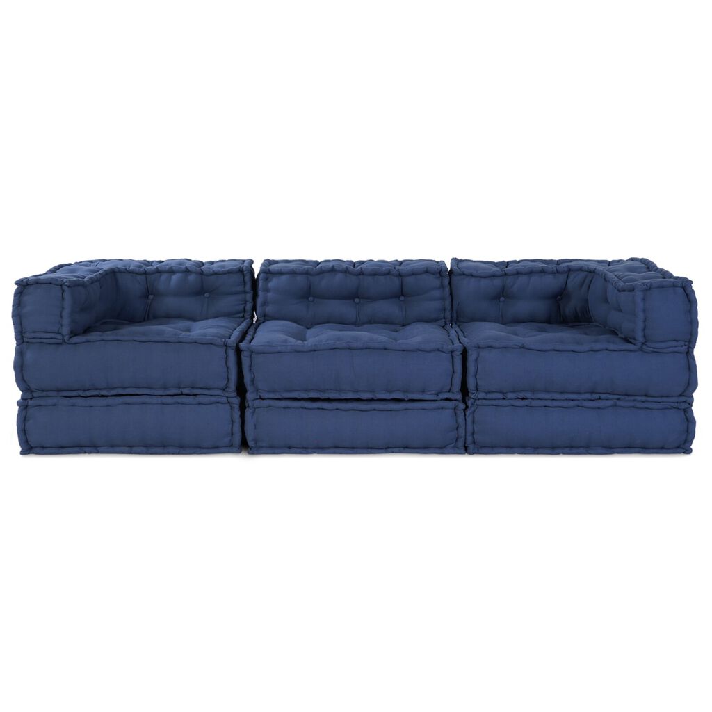 vidaXL Modular Pouffes 3 τμχ από ύφασμα Indigo