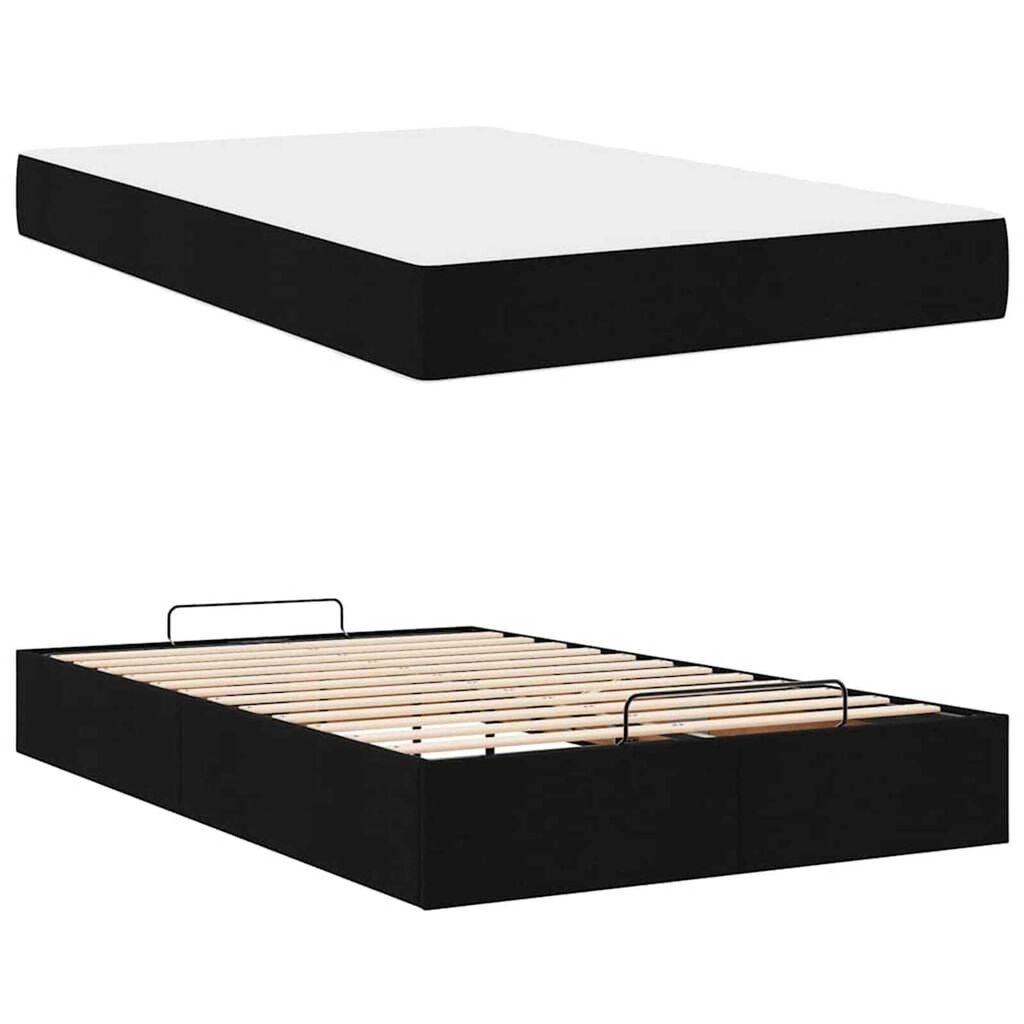 vidaXL Σκελετός Κρεβατιού με στρώμα Μαύρο 120 x 200 cm ύφασμα