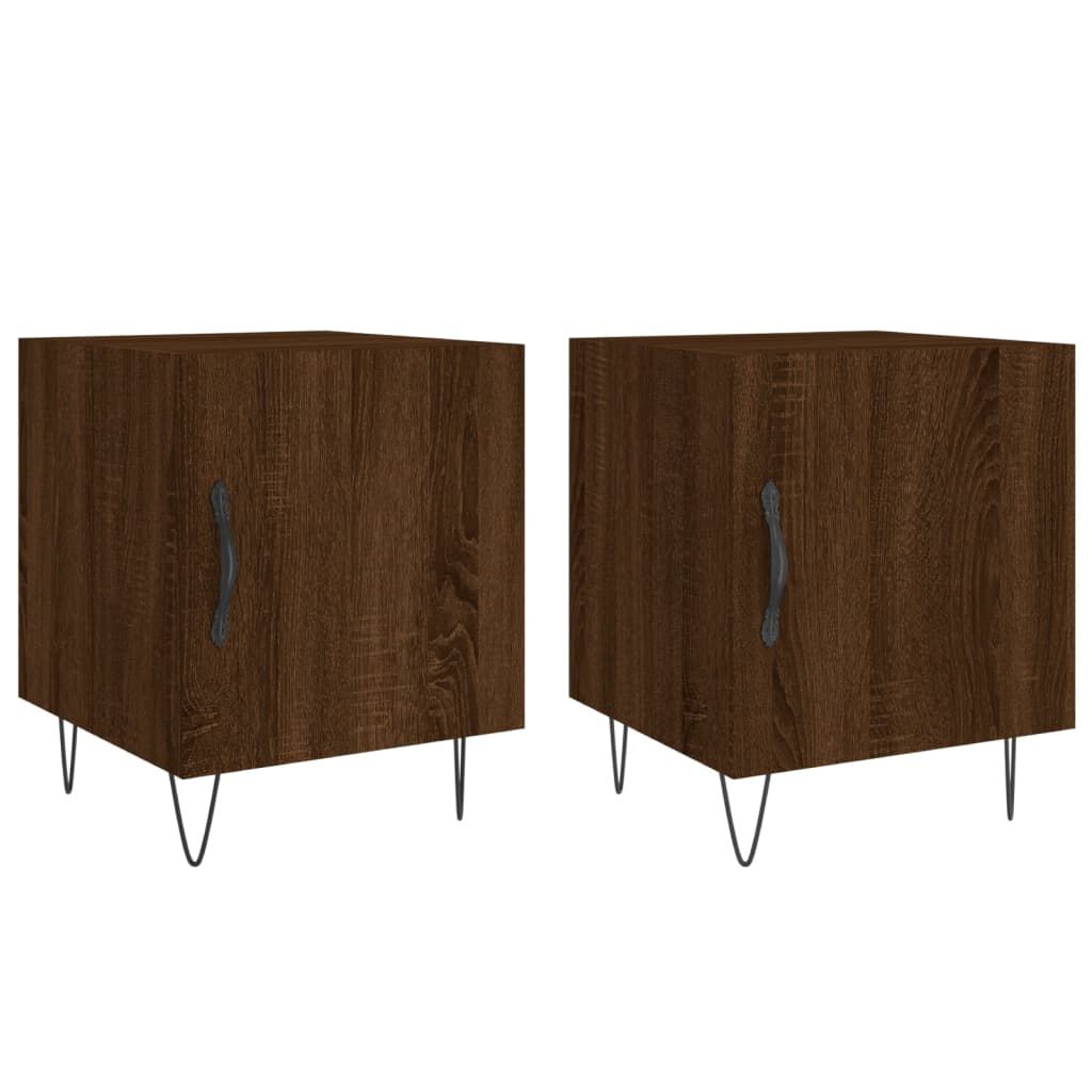 vidaXL Κομοδίνα 2 τεμ. Καφέ Δρυς 40 x 40 x 50 εκ. από Επεξεργ. Ξύλο