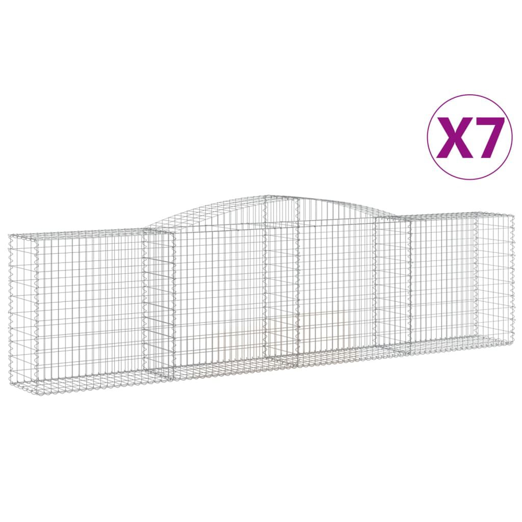 vidaXL Συρματοκιβώτια Τοξωτά 7 τεμ. 400x50x100/120 εκ. Γαλβαν. Ατσάλι