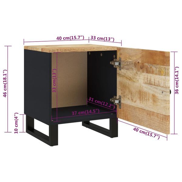 vidaXL Κομοδίνο 40 x 33 x 46 εκ. από Μασίφ Ξύλο Μάνγκο
