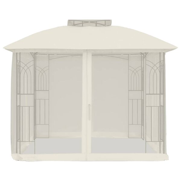 vidaXL Κιόσκι με Διπλούς Τοίχους/Δίχτυ Κρεμ 2,94x2,94 μ. από Ατσάλι