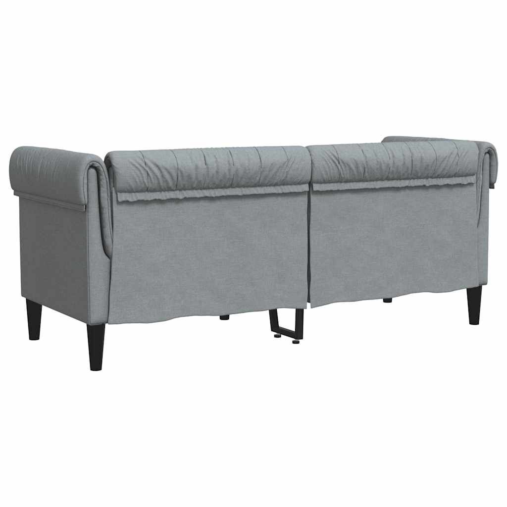 vidaXL Καναπές Διθέσιος Chesterfield Ανοιχτό Γκρι Υφασμάτινος