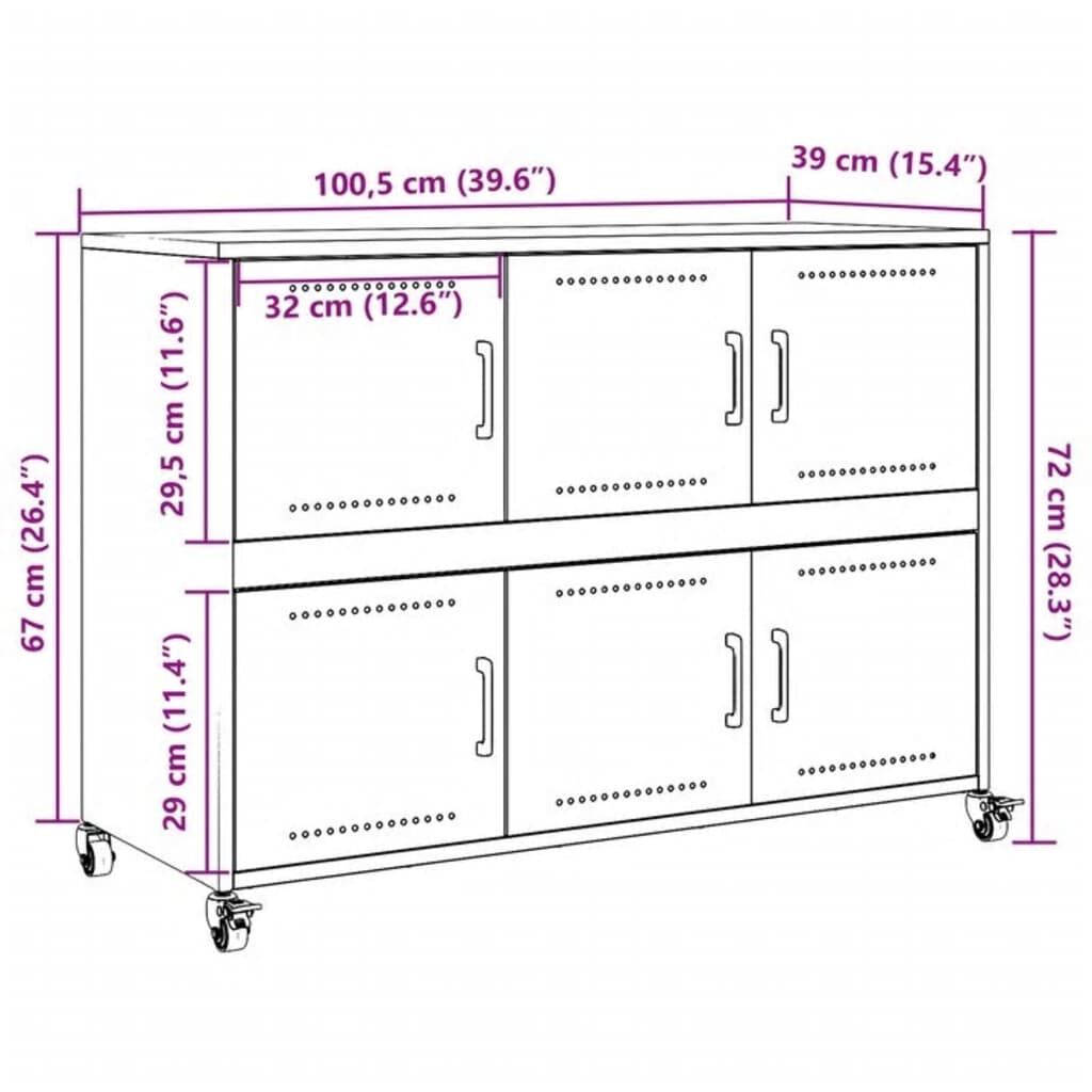 vidaXL Ντουλάπι Ροζ 100,5x39x72 εκ. από Χάλυβα