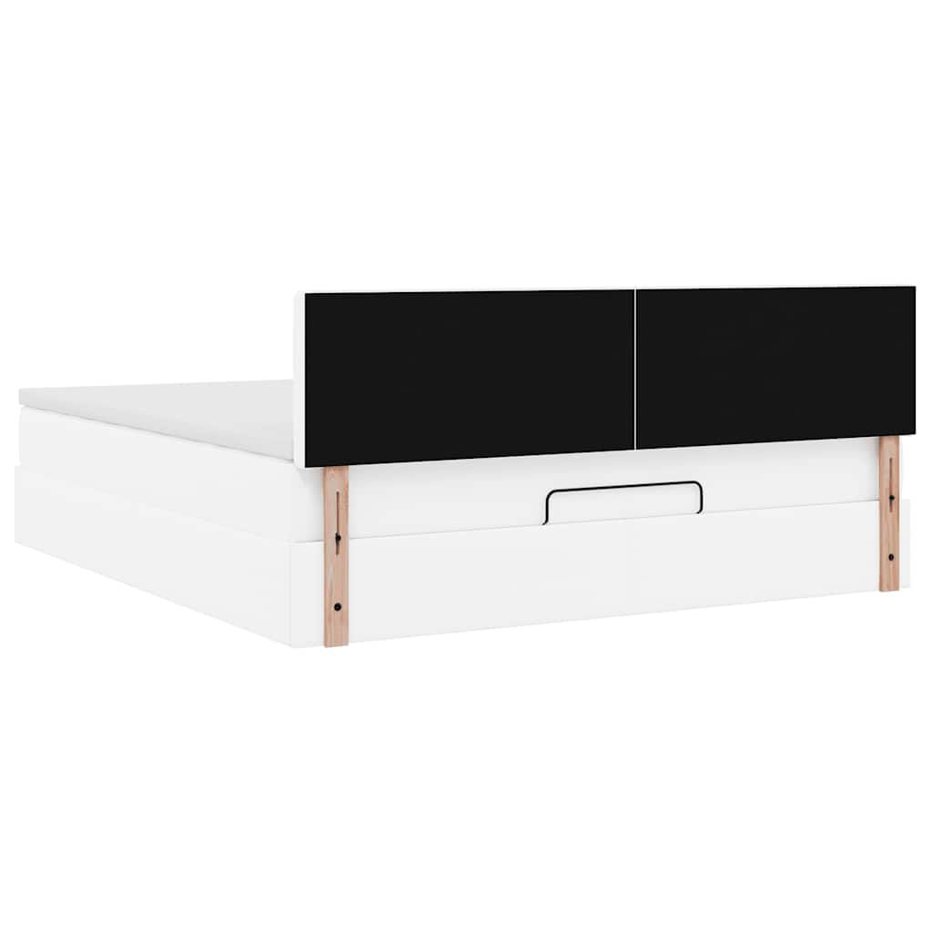 vidaXL Οθωμανικό κρεβάτι με στρώμα Λευκό 160x200cm Faux Leather