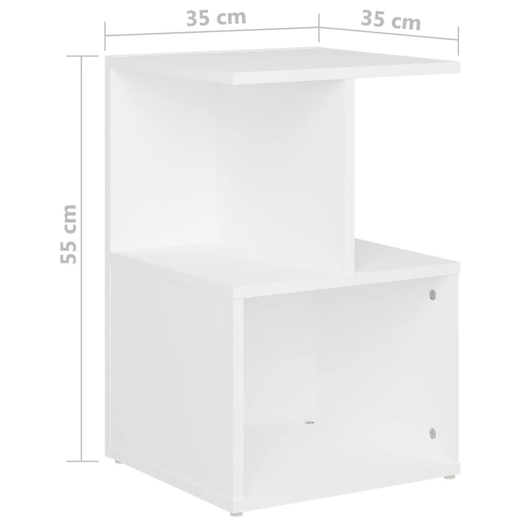 vidaXL Κομοδίνα 2 τεμ. Λευκά 35 x 35 x 55 εκ. από Επεξ. Ξύλο