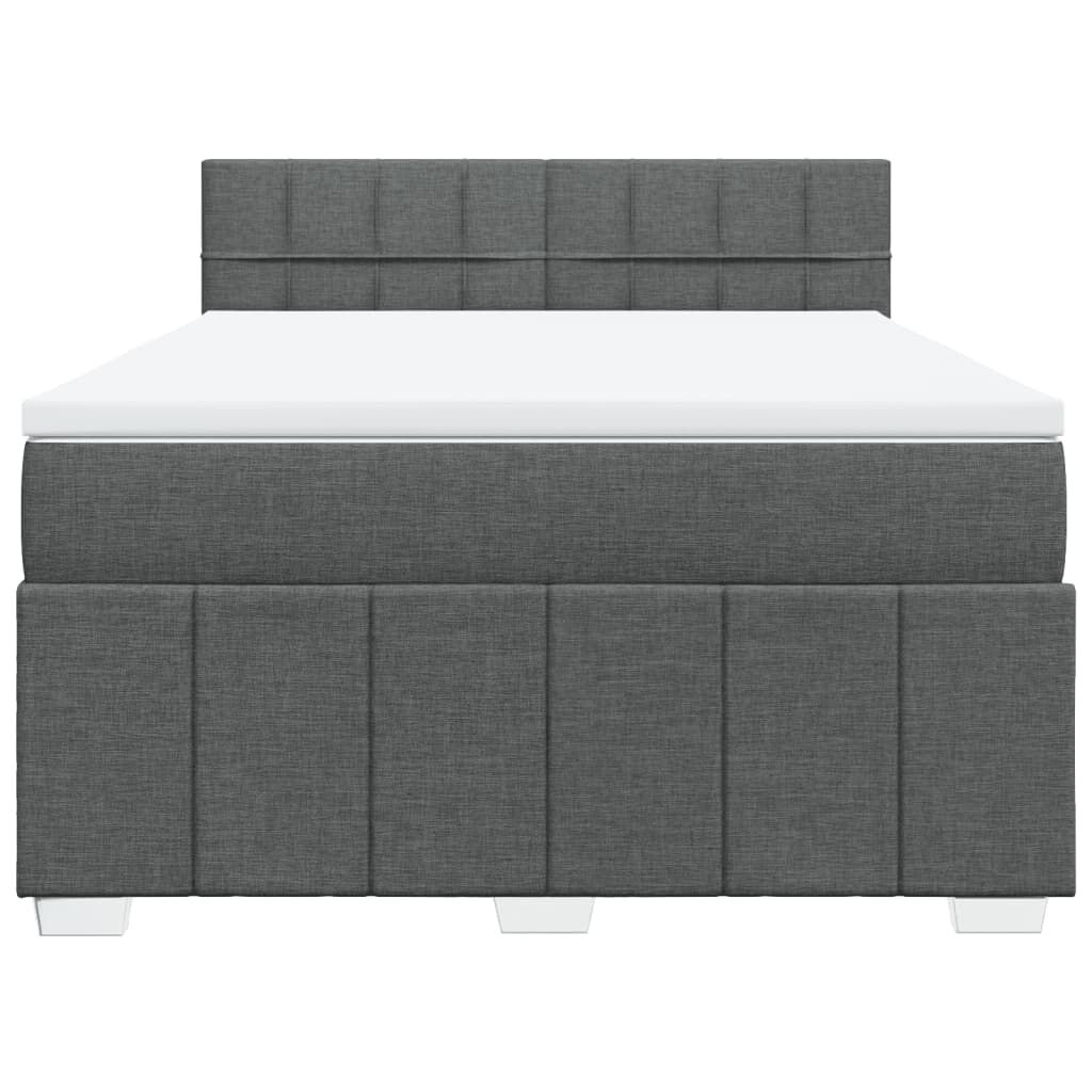 vidaXL Κρεβάτι Boxspring με Στρώμα Σκούρο Γκρι 140x190 εκ. Υφασμάτινο
