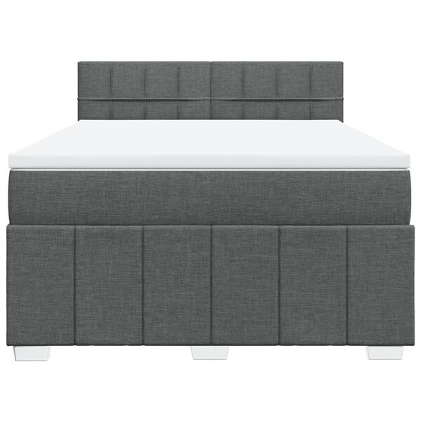 vidaXL Κρεβάτι Boxspring με Στρώμα Σκούρο Γκρι 140x190 εκ. Υφασμάτινο