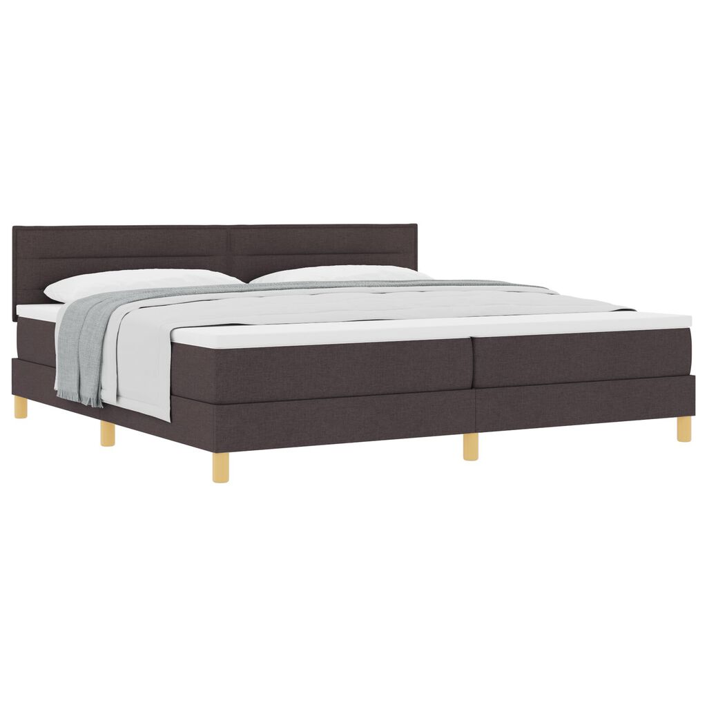 vidaXL Κρεβάτι Box Spring με Στρώμα Σκούρο Καφέ 200x200 εκ. Ύφασμα