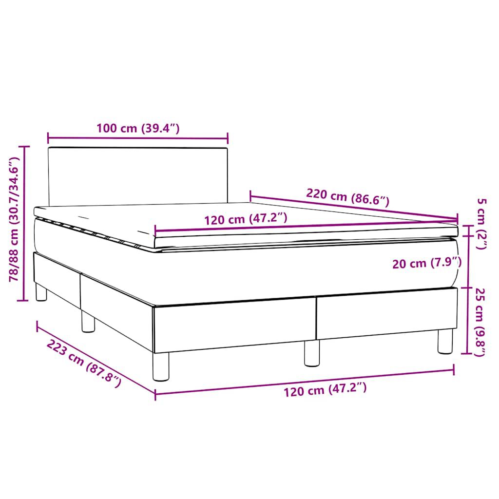 vidaXL Box Spring κρεβάτι με στρώμα ροζ 120x220 cm Βελούδινο
